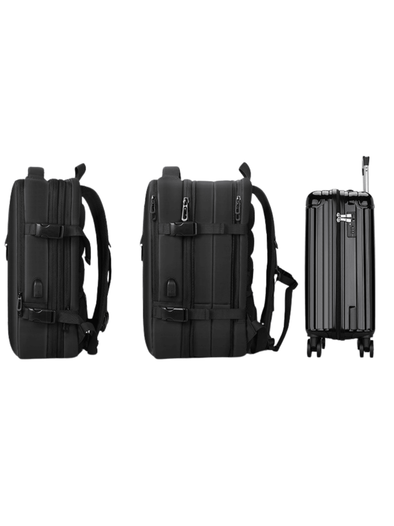 Mochila Masculina Multifuncional Antifurto Notebook Viagem Preto Com Relógio