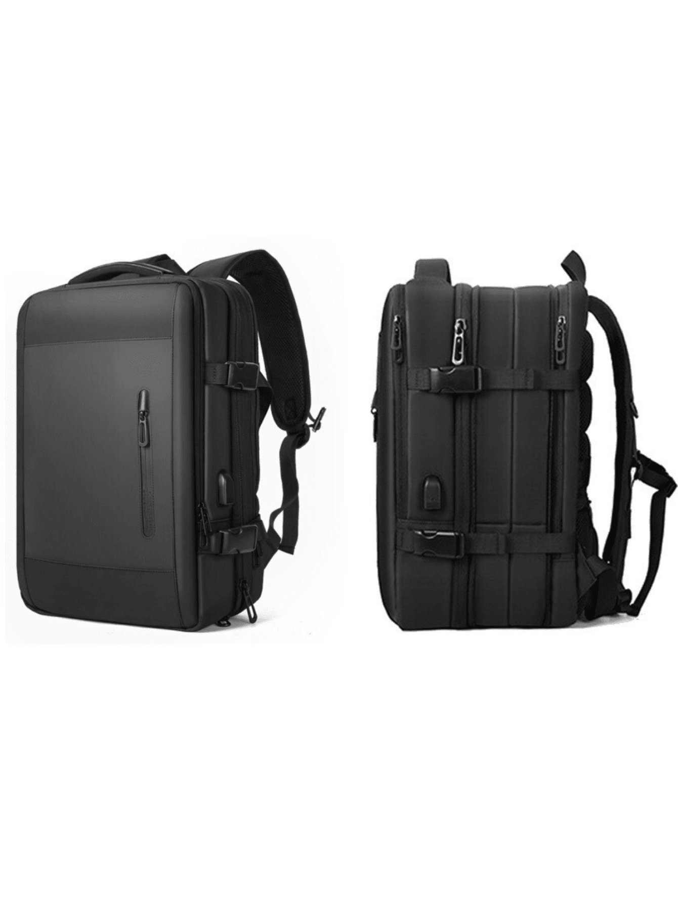 Mochila Masculina Multifuncional Antifurto Notebook Viagem Preto Com Relógio