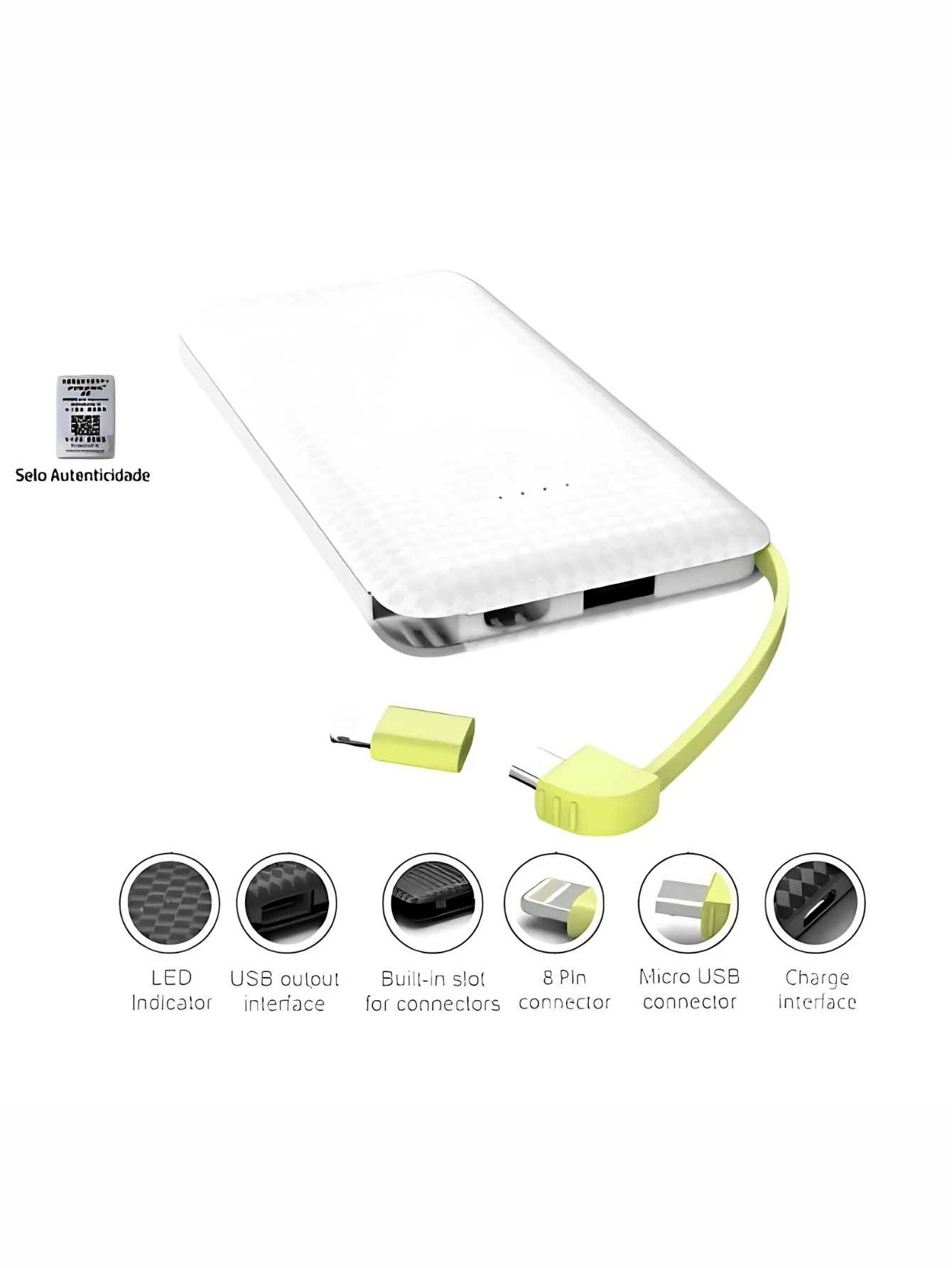 Powerbank carregador Portátil Pineng 5000mah com adaptador iPhone,V8 Pn952