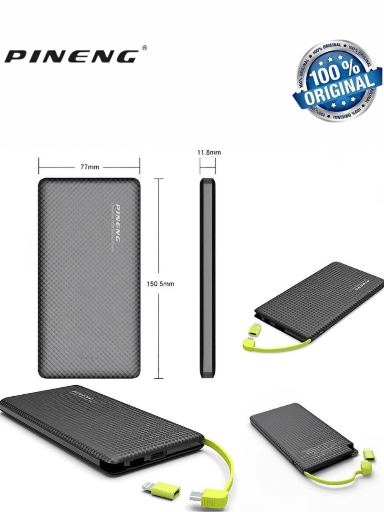 Powerbank carregador Portátil Pineng 5000mah com adaptador iPhone,V8 Pn952